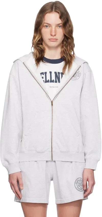 Sporty And Rich Gray Connecticut Crest Hoodie In Heather Gray