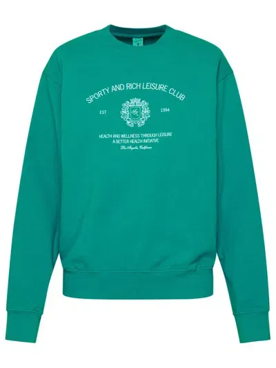 Sporty And Rich Sporty & Rich Logo Printed Crewneck Sweatshirt In Blue