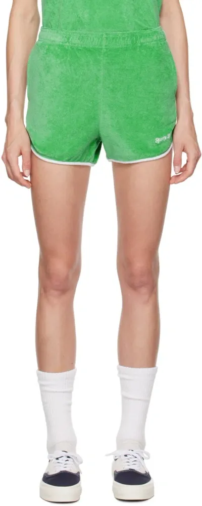 Sporty And Rich Prince Sporty Cotton Track Shorts In Green