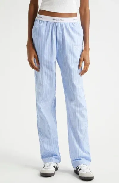 Sporty And Rich Sporty & Rich Hotel Du Cap Stripe Embroidered Cotton Pajama Pants In Stripped