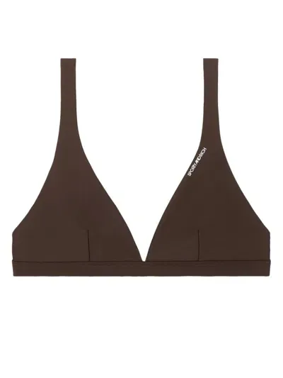 Sporty And Rich Jane Bikini Top In Brown