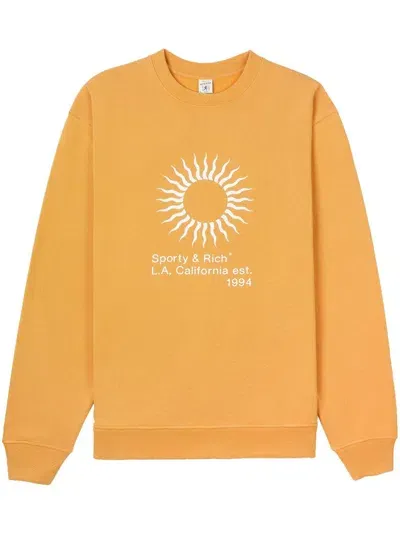 Sporty And Rich Logo Crew-neck Sweatshirt In Orange