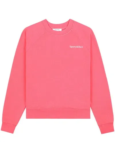 Sporty And Rich Logo-embroidered Cotton Sweatshirt In Pink