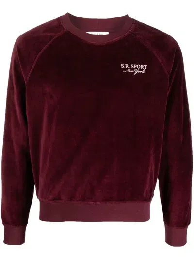 Sporty And Rich Logo-embroidered Long-sleeve Sweatshirt In Rot