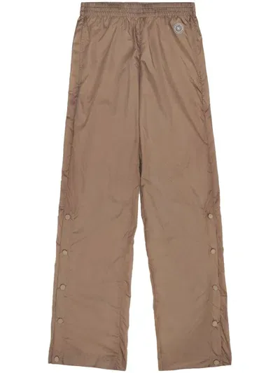 Sporty And Rich Logo-patch Straight-leg Trousers In Brown