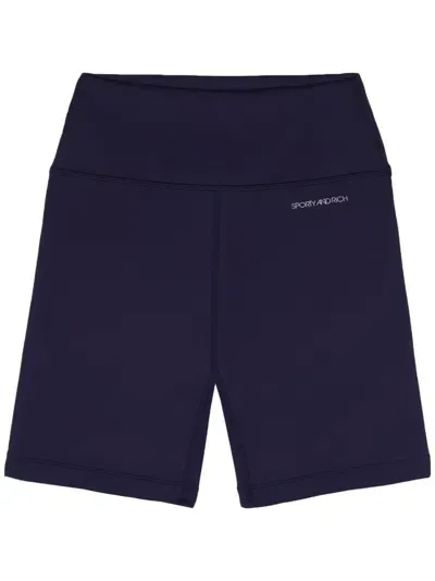 Sporty And Rich Logo-print Biker Shorts In Blue