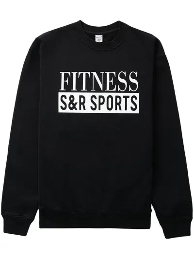 Sporty And Rich Logo-print Cotton Sweatshirt In Black