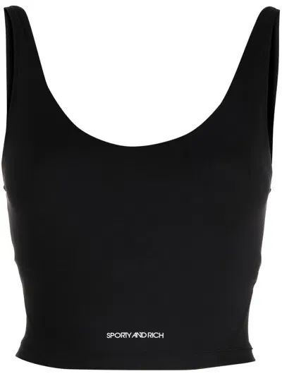 Sporty And Rich Disco Cropped Tank Top In Black