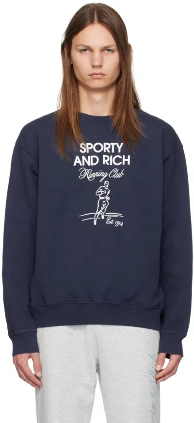 Sporty And Rich Navy Running Man Sweatshirt