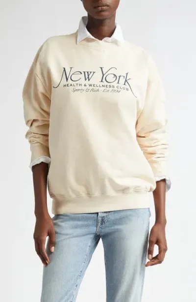 Sporty And Rich Sporty & Rich Ny 94 Cotton Graphic Sweatshirt In Cream