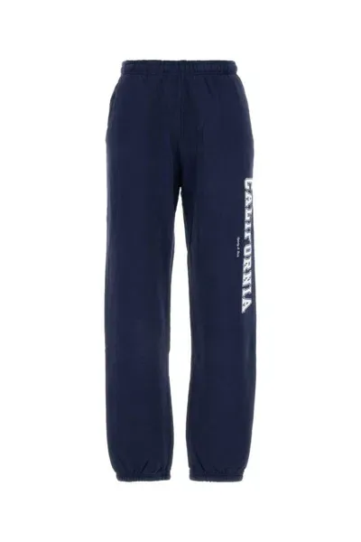 Sporty And Rich Joggers Cotton Printed Detail In Navy