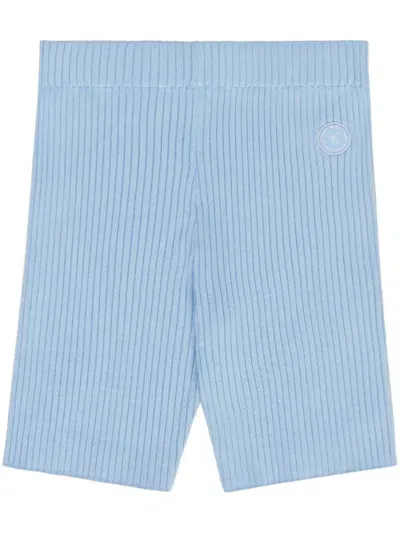 Sporty And Rich Ribbed Cycling Shorts In Blue