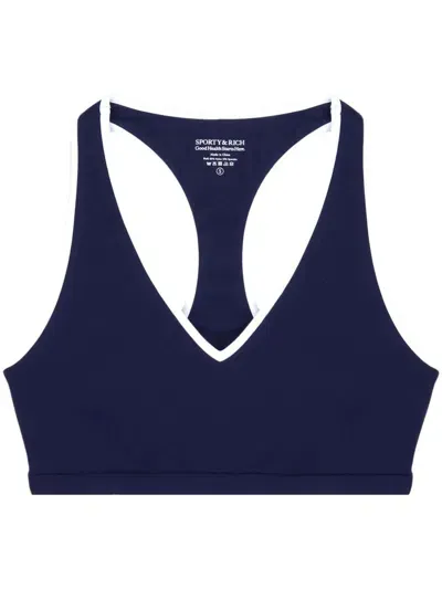 Sporty And Rich Runner Box Sports Bra In Navy White