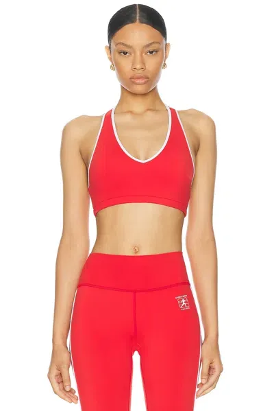 Sporty And Rich Runner Box V-neck Sports Bra In Sports Red