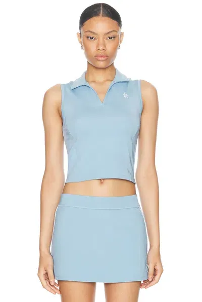 Sporty And Rich Sports Polo Vest In Sky Blue & White