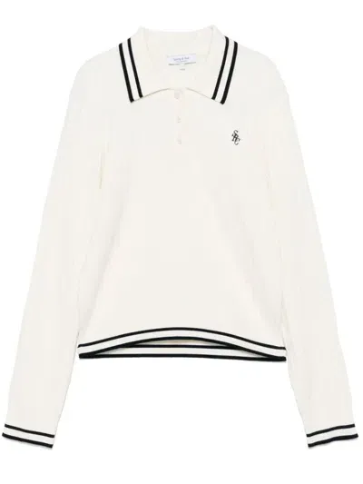 Sporty And Rich Src Cableknit Polo In White