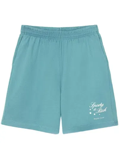 Sporty And Rich Stars Health Logo-print Shorts In Blue