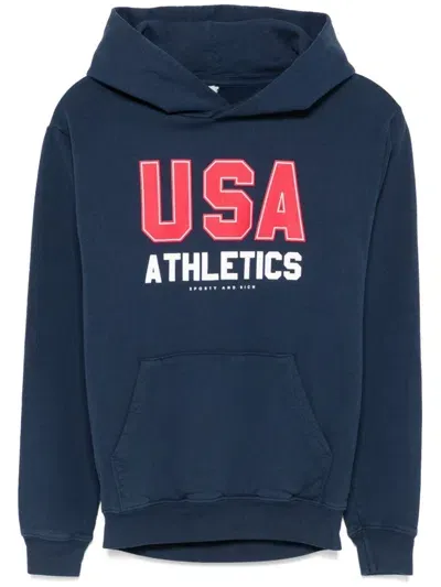 Sporty And Rich Text-print Hoodie In Blue