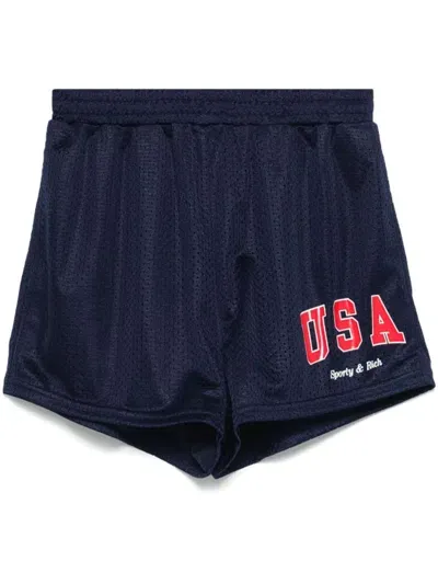 Sporty And Rich Usa Mesh Disco Shorts In Blue