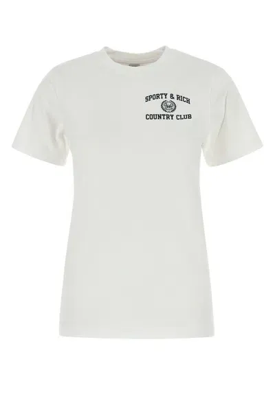 Sporty And Rich Varsity Crest T-shirt-xs Nd Sporty & Rich Female In White