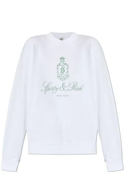 Sporty And Rich Sporty & Rich Vendome Logo Printed Sweatshirt In White