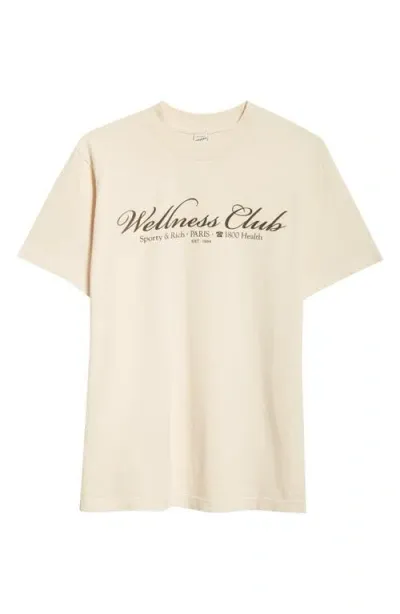 Sporty And Rich Sporty & Rich Wellness Club Cotton Graphic T-shirt In Cream