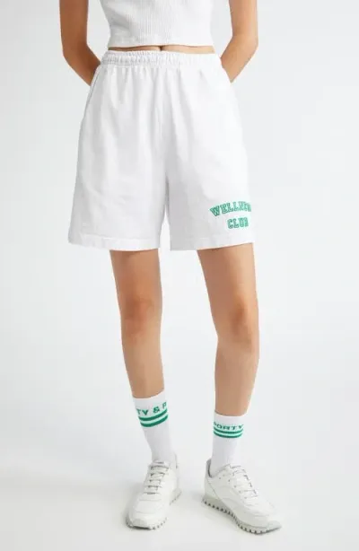 Sporty And Rich Sporty & Rich Wellness Club Cotton Sweat Shorts In White