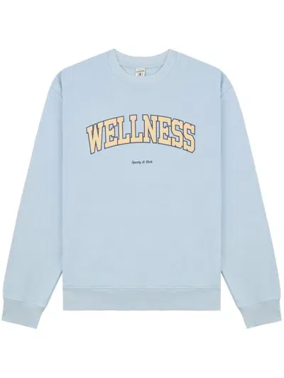 Sporty And Rich Wellness Crew-neck Cotton Sweatshirt In Blue