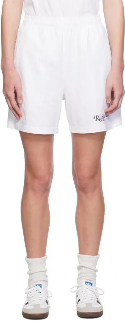 Sporty And Rich Logo-print Cotton Track Shorts In White