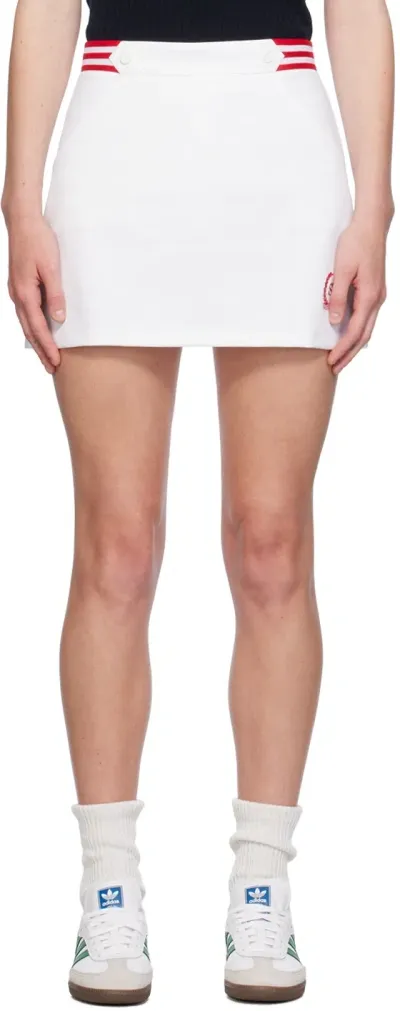 Sporty And Rich White Embroidered Logo Miniskirt