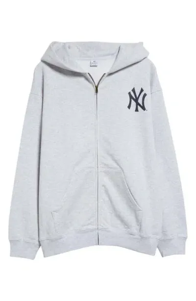 Sporty And Rich + '47 & The New York Yankees Printed Cotton-jersey Hoodie In Grey