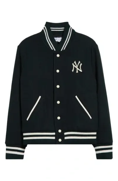 Sporty And Rich Sporty & Rich Yankees Serif Wool Blend Varsity Jacket In Forest