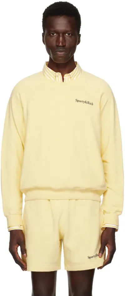 Sporty And Rich Yellow Serif Logo Sweatshirt In Almond