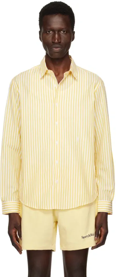 Sporty And Rich Yellow 'src' Shirt In White/yellow Stripe