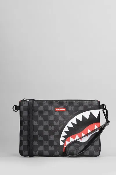 Sprayground Drip Check Shark Cross Clutch In Black