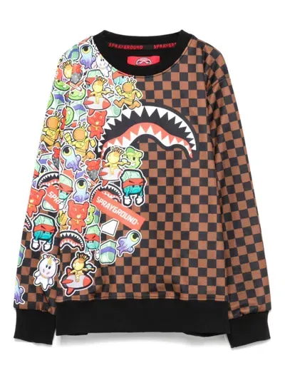 Sprayground Kid Kids' Sticker Bomb Sweatshirt In Brown