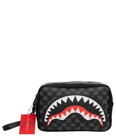 Sprayground Label Shark Toiletry Bag In Black