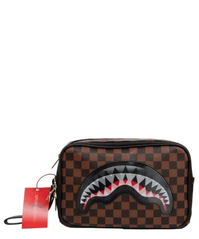 Sprayground Label Shark Toiletry Bag In Brown