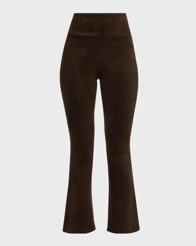 Sprwmn Ankle Flare Suede Leggings In Americano