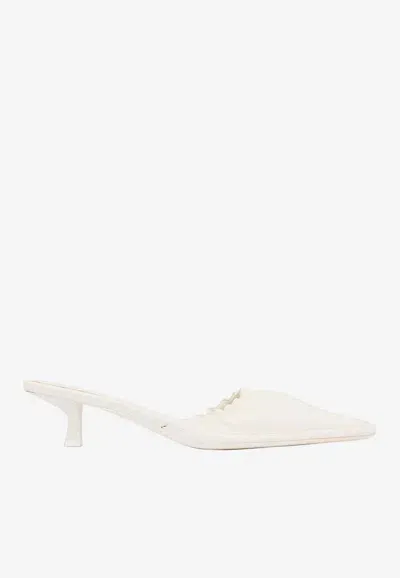 St Agni 50 Gathered Leather Mules In White