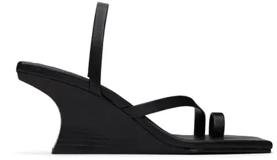 St Agni Black Architectural Wedge Heeled Sandals