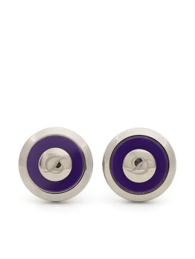 St Dupont Logo Embellishment Round Cufflinks In 紫色