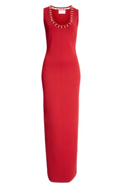 St John St. John Collection Embellished Milano Knit Gown In Haute Red