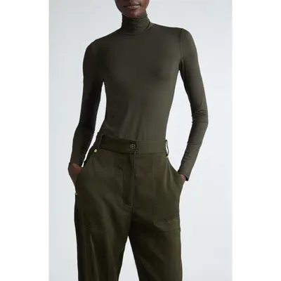 St John St. John Collection Nuda Jersey Turtleneck Top In Green