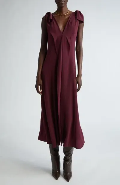 St John St. John Collection Ruffle Sleeveless Stretch Crepe A-line Dress In Garnet