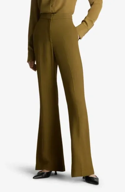 St John St. John Collection Textured Crepe Flare Pants In Lichen