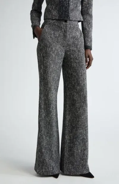 St John St. John Collection Tweed Wide Leg Trousers In Black/chalk Multi