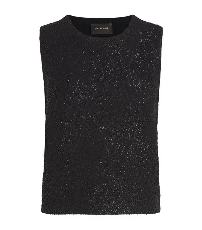 St John Embellished Tank Top In Black