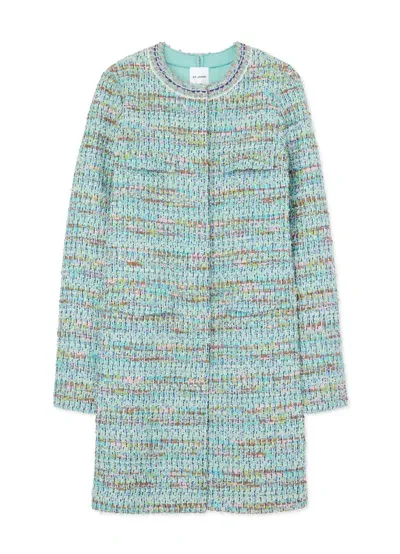 St John Gauzy Multi Yarn Tweed Jacket In Seafoam/ecru Multi