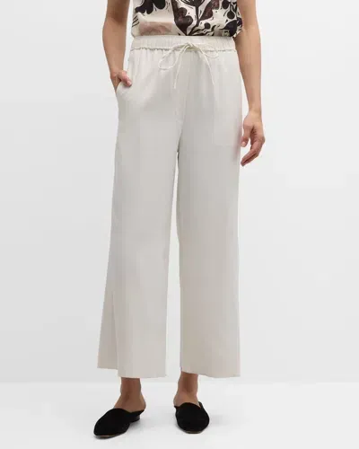 St John Italian Stretch Twill Straight-leg Ankle Pull-on Pants In Chalk